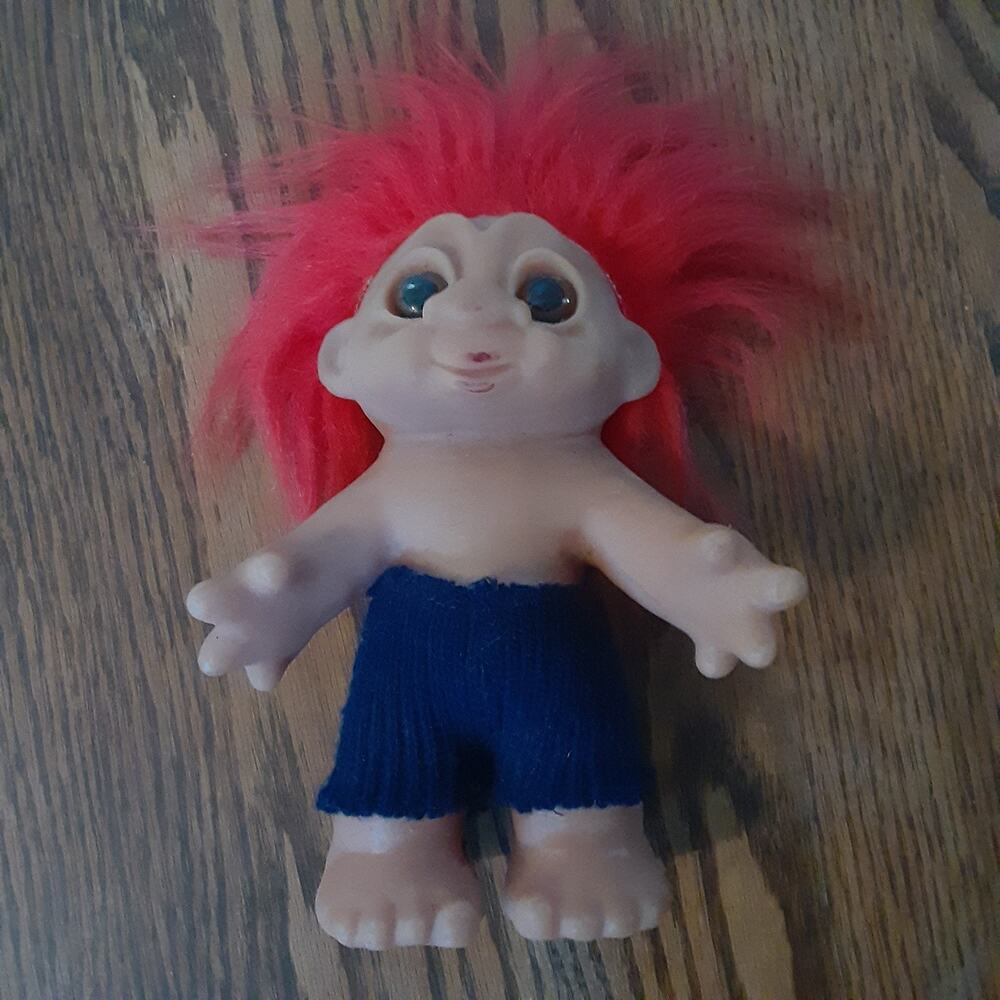 Thomas Dam Troll Doll Playmate Red Hair Made In Denmark 80s 1980 7"